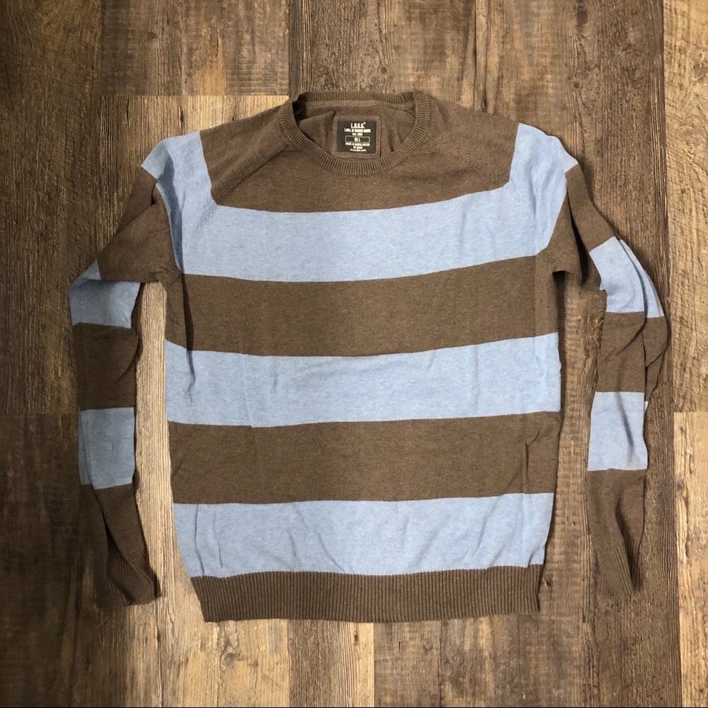H&M Cotton Sweater - Brown/Blue Stripe - Sz. L